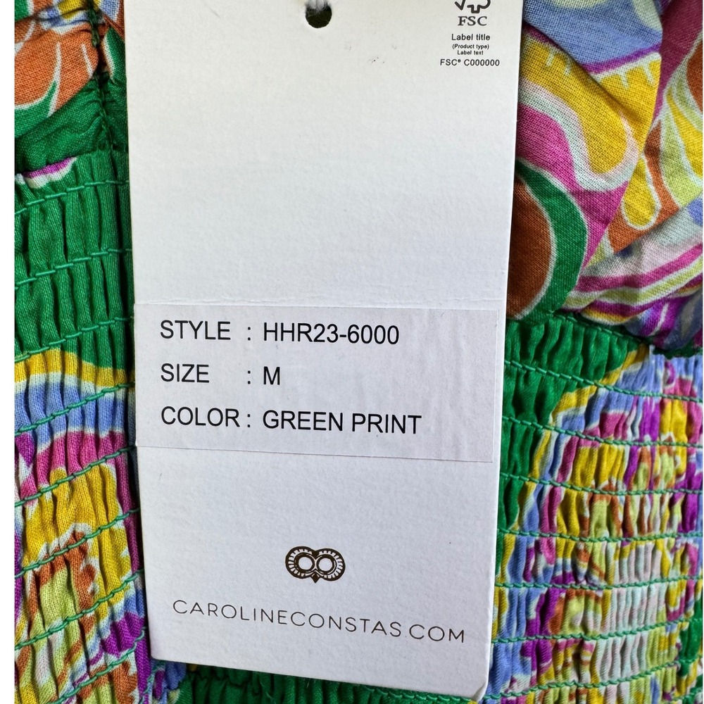 Caroline Constas Green Floral Paisley Ruffle Tiered Maxi Dress Smocked Waist NWT - Picture 11 of 11